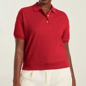 Everlane The Organic Cotton Oversized Polo Crop Top Shirt Red XXS